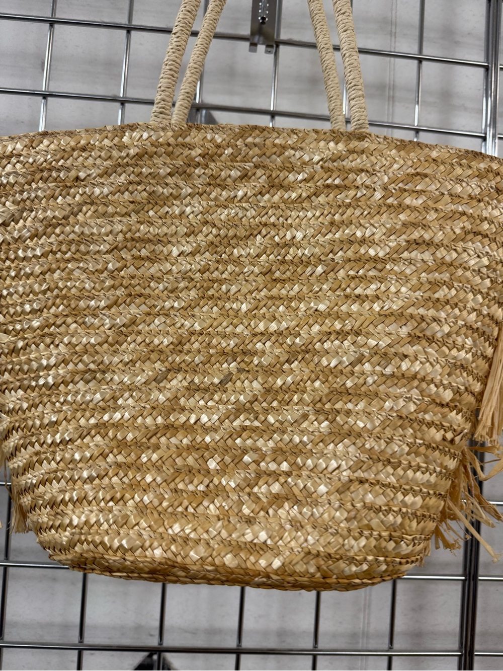 Urban Natural Straw Fringe Hobo with Pearl Strands - Picture 6 of 6